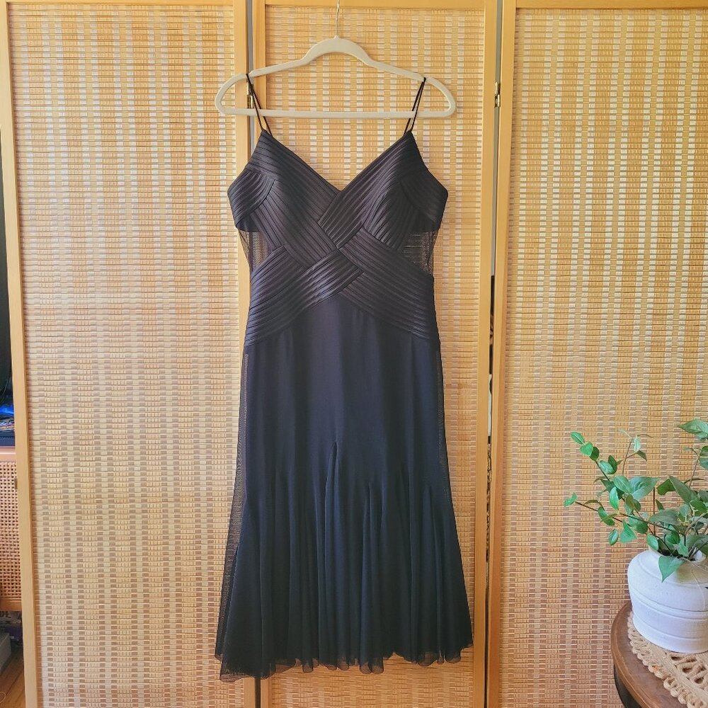 JS Collections Black Mesh Formal Gown